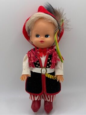 Vintage vinyl Polish Folk  Boy Doll Ethnic Folklore 7” Collectible ~ Cute poland